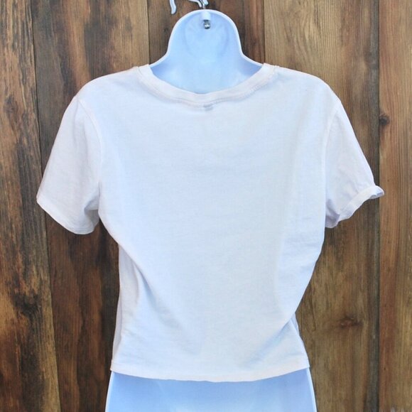 Divided White Cropped Tee Austin Revolvers Tie Front M - Picture 3 of 3